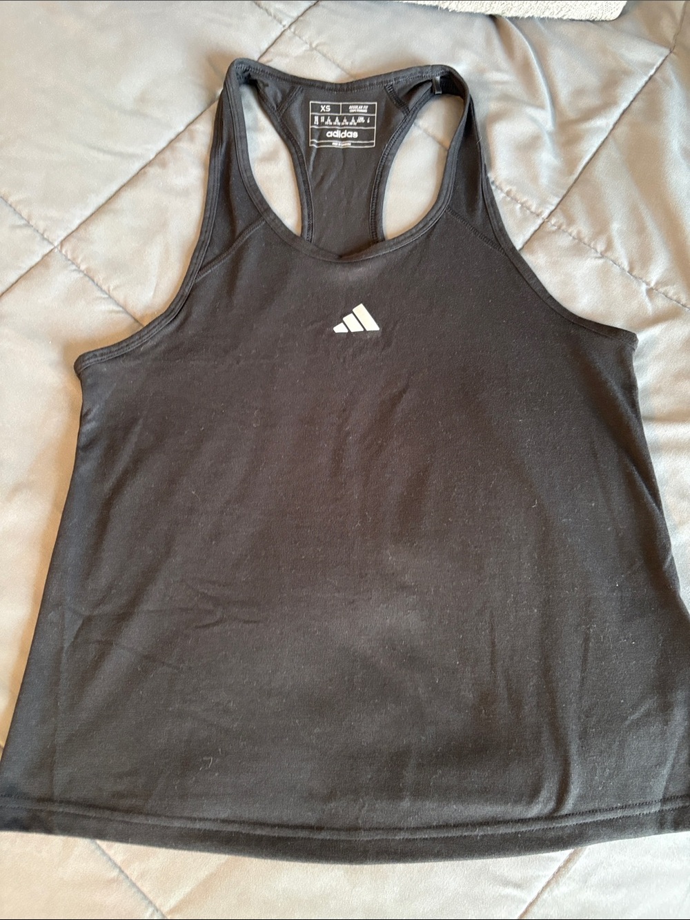 adidas Black Racerback Athletic Tank White Logo Aeroready XS New Run Workout